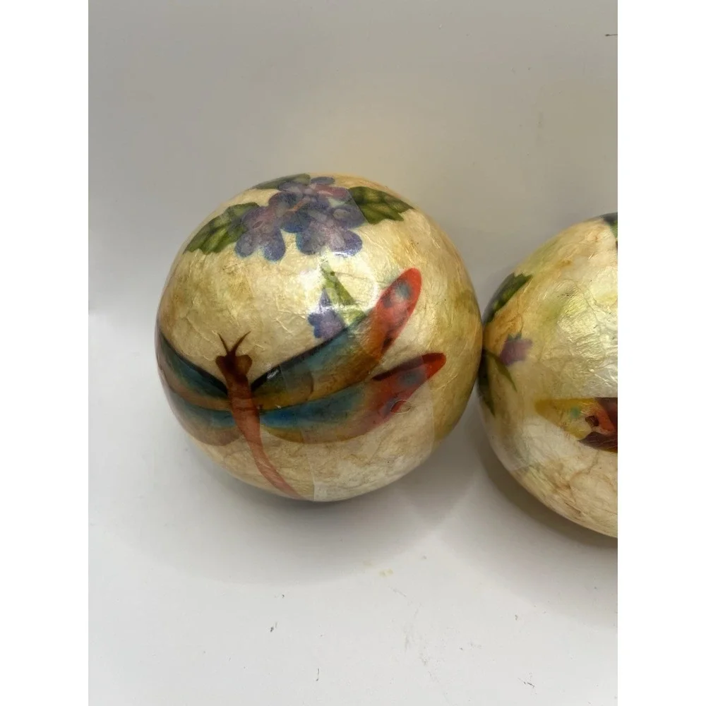 Set Of 3 Dragonfly Paper Machete‎ Decorative Balls Double Sided 4